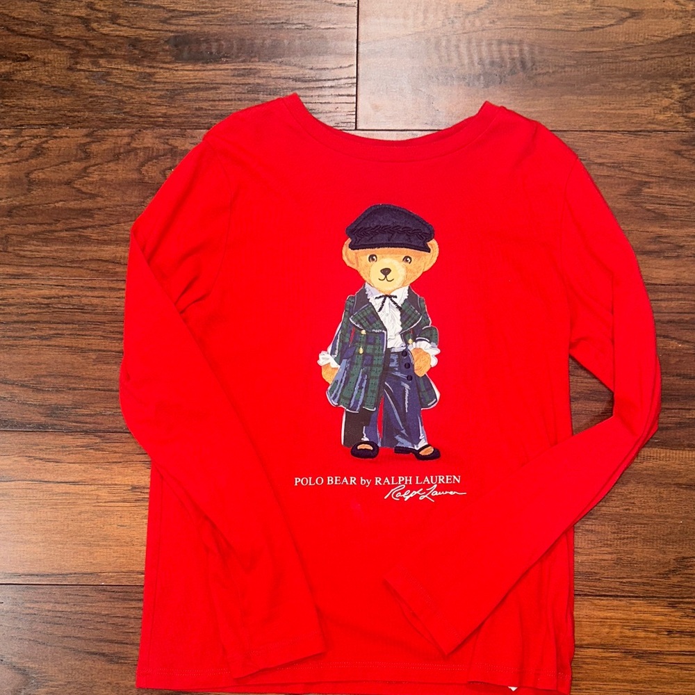 Ralph Lauren Red Polo Bear Long-Sleeve Tee
